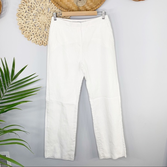 high waisted white linen pants